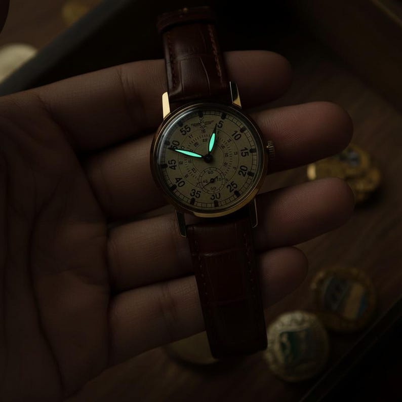 Reloj vintage para hombre ZIM (ЗИМ) "Aviation" raro, reloj personalizado, regalo grabado para esposo/novio. imagen 3