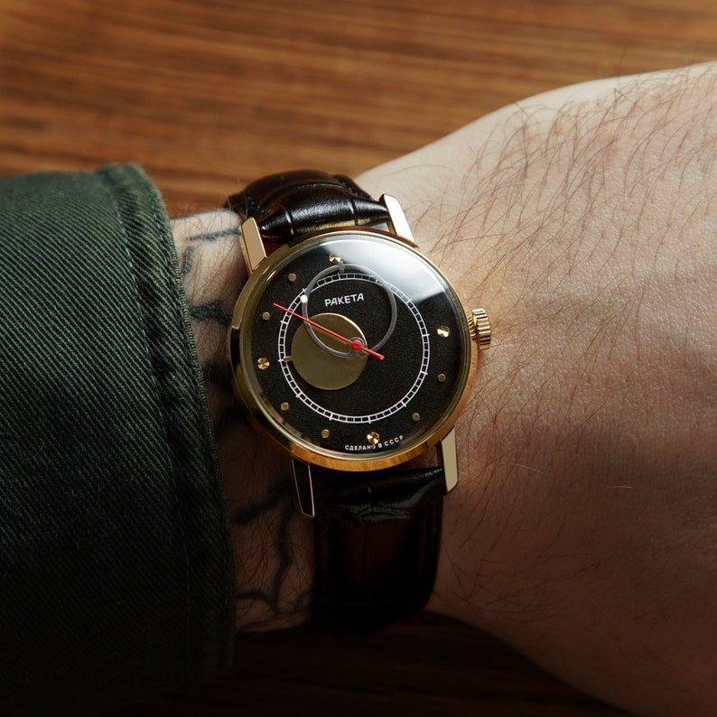 Unique Vintage watches Raketa Kopernik COPERNICUS, Unique gift, Moon Mens watch, Mechanical vintage watch, Gift for him, Gift watch image 4