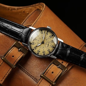 Vintage 3IM Aviation Men’s Watch 34mm - Handcrafted Custom Watch, 1980s Pilot Dial, Steel Case, Personalized Gift for Him, Engraved watch