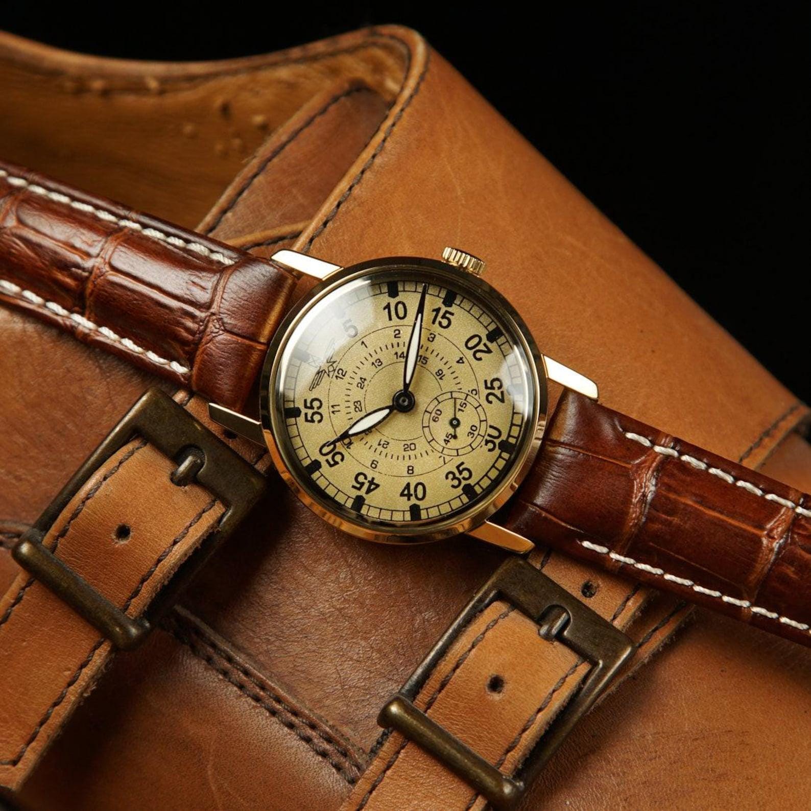 Rare Mens engraved  watches 3IM "Aviation" Personalized watch, 34mm Mens watch, Anniversary Gift for him. Gift for husband / Boyfriend