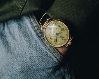 Matrimonio Vintage orologi Molnija "massonico". Orologio da polso da uomo. Orologi meccanici, orologi da collezione, regalo per lui, regalo da uomo. negozio di regali