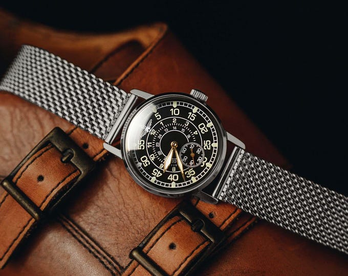 Vintage Men's wrist Watch “Aviation Heritage” by ZIM (ЗИМ) | Personalized Engraved Gift for Men, Unique Style Watch