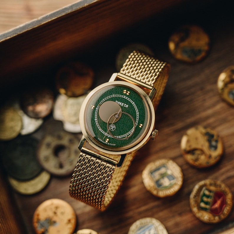Sehr seltene Monduhren Raketa Kopernik. Armbanduhr COPERNICUS, Montre Vintage, sowjetische Uhr, einzigartige Geschenke, mechanische Herrenuhr. Bild 2