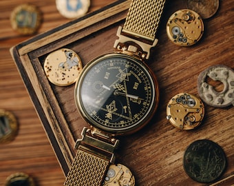 "Seltene Vintage Uhr ""Masonic"" von Molnija." Herren Armbanduhr. Mechanische Uhren, Vintage- Geschäft. Große Uhr, Geschenk für Ihn, Vintage Taschenuhr
