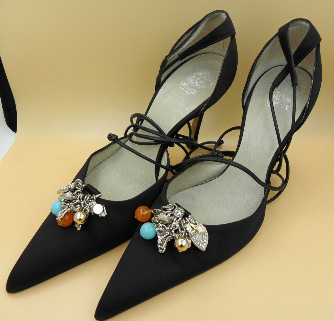 versace heels with logo