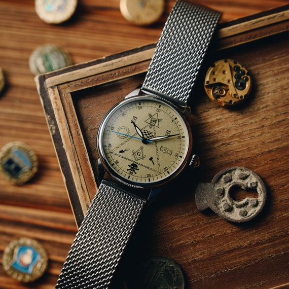 Vintage watches Masonic Raketa , Mechanical wrist… - image 4