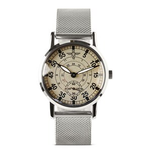 Personalized ZIM (ЗИМ) Pilot Watch for Men • Handcrafted • Custom Engraved Gift for Husband • Groomsmen Gift Set Bracelet Mesh