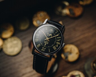 Masonic Vintage watch - ZiM , Vintage mens watch, Mechanical wrist Mens watch, Gift for man. Unique watch.  Freemason watch. Marriage watch