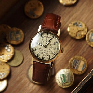 Reloj vintage para hombre ZIM (ЗИМ) "Aviation" raro, reloj personalizado, regalo grabado para esposo/novio. Dark Brown