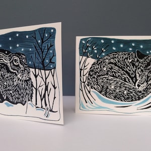 Pacote de 8 cartões de Natal Winter Fox and Hare