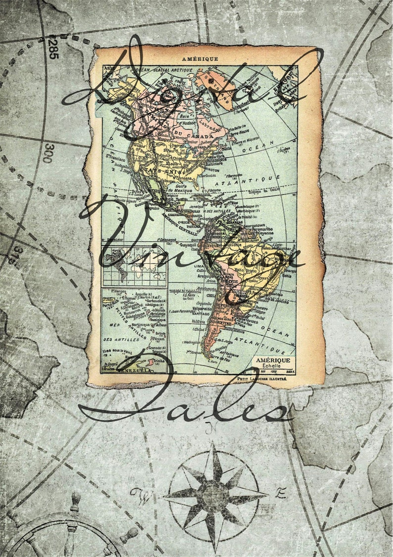 Vintage World Maps Printable Digital Kit of 6 Files A4 Etsy