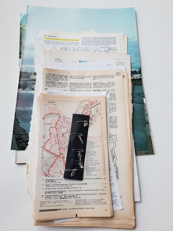 Vintage Mapa páginas//piezas materiales efímeros Papel Pack Scrapbooking basura diario de 25 piezas