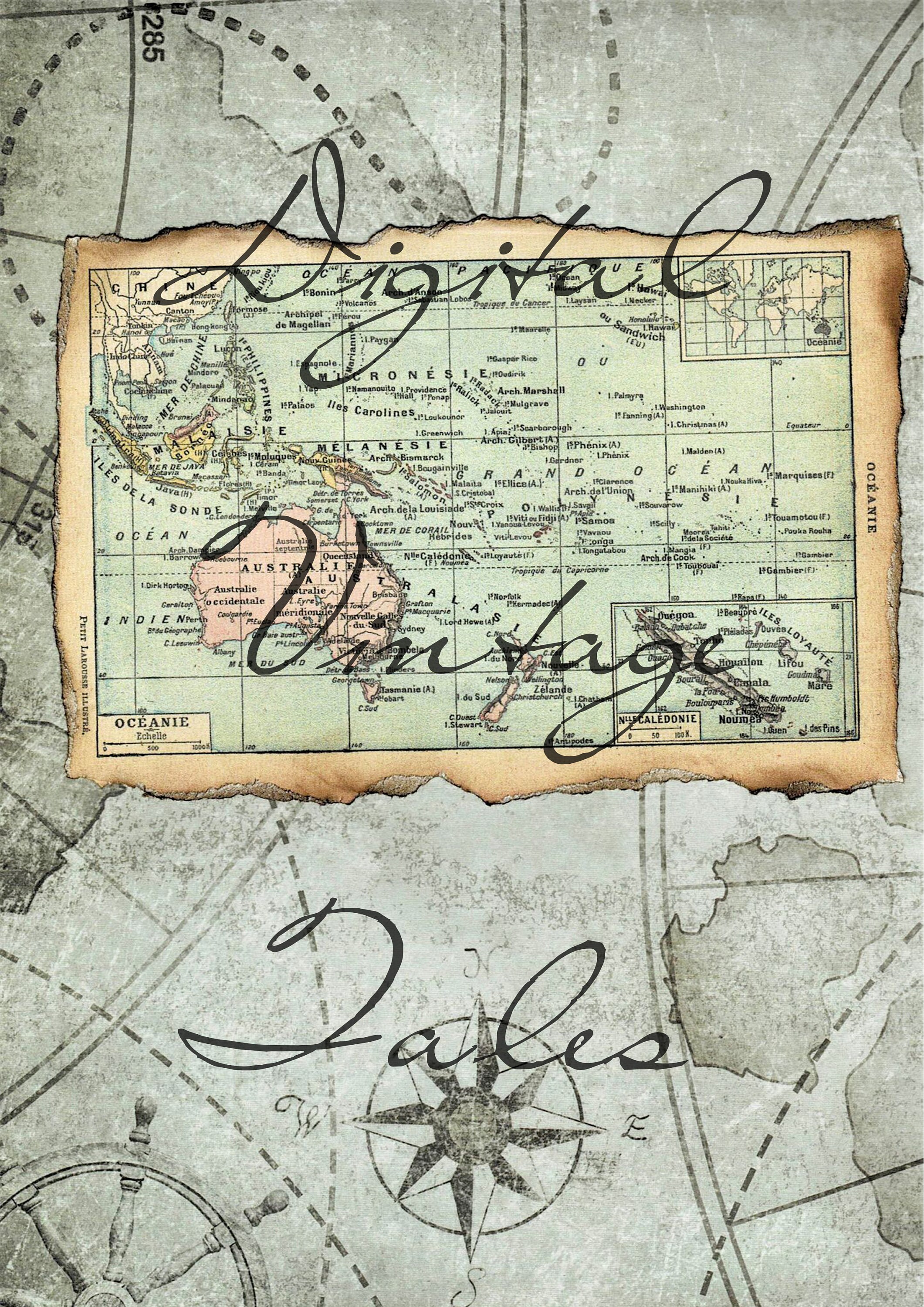 Vintage World Maps Printable Digital Kit of 6 Files A4 - Etsy