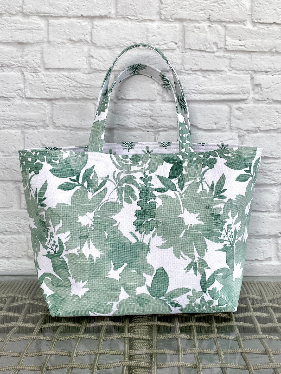 Reversible Tote Bag Canvas Project Bag Crochet Yarn Bag Etsy