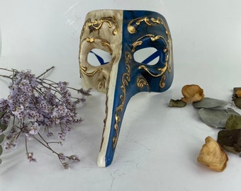 Traditional Venetian Carnival Mask - Plague Doctor - Handcrafted Papier-Mache - Halloween - Mardi Gras - Masquerade Costume Party