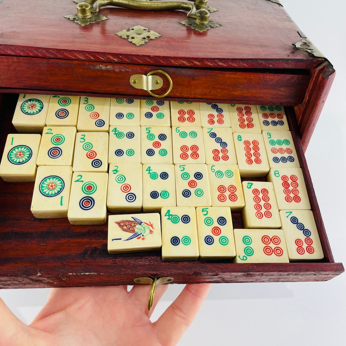 1930s Chinese Mahjong Set Bamboo & Bone Tiles Rosewood Box Etsy