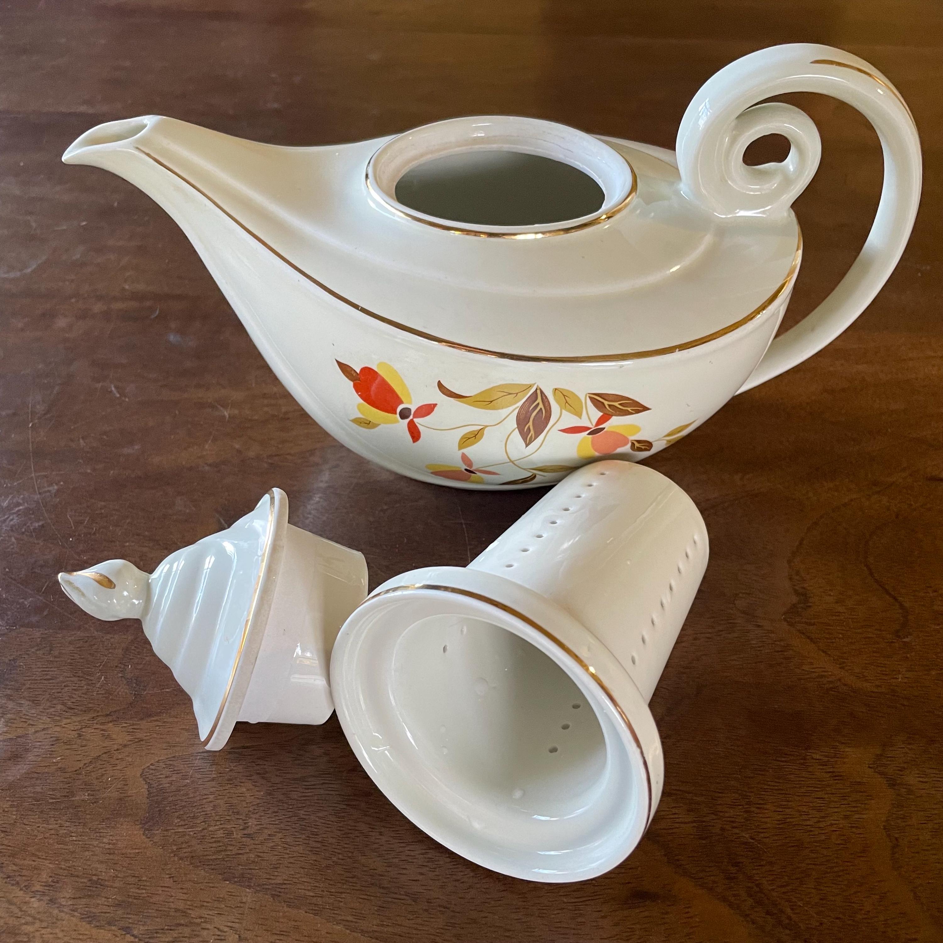 Vintage Hall's Teapot With Infuser: Autumn Leaf Aladdin, 1950s Retro ...