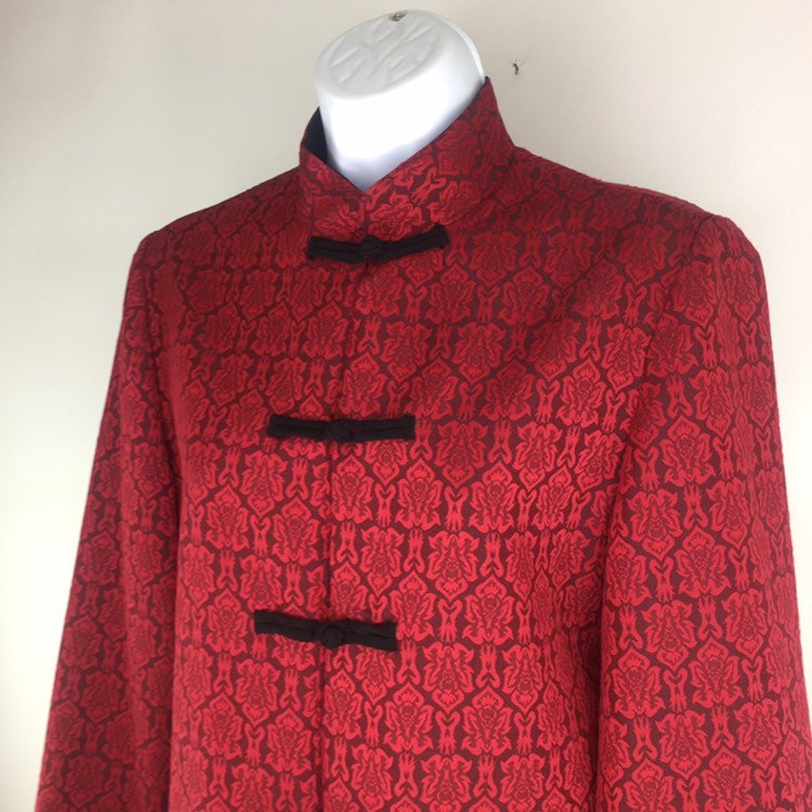 Asian Style Reversible Women's Jacket Red Jacquard & Etsy