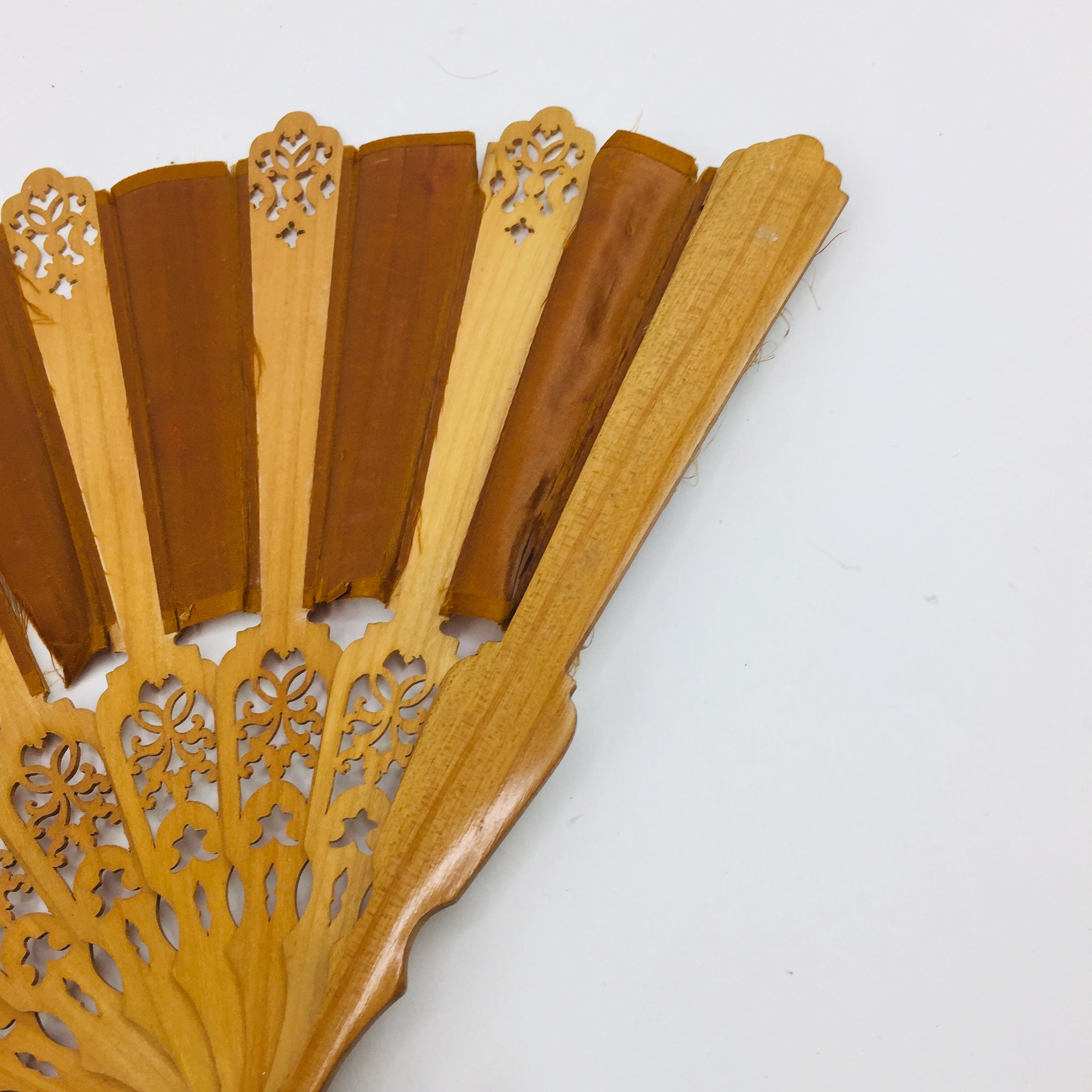 Antique Folding Hand Fan Wood & Fabric 1901 Original Box R.H. Etsy
