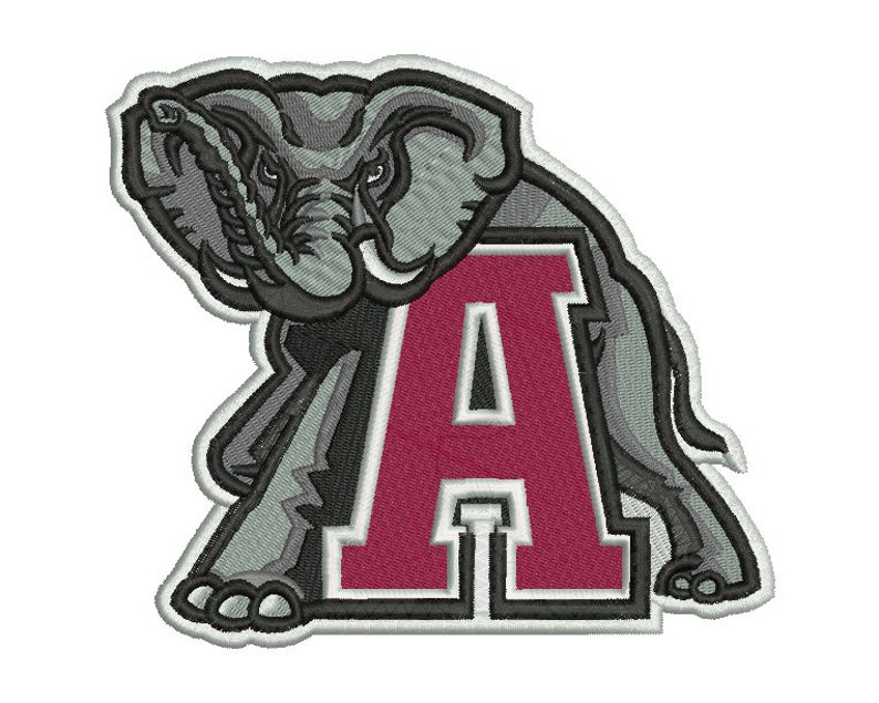 Alabama Crimson Tide Elephant Iron On Embroidered Patch ~FREE Ship`!!