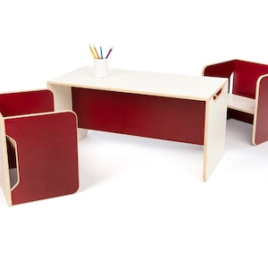 Set - Kombination Kindertisch und Stuhl, Wendetisch, Wendehocker, Kinderbank, Holz,  Kindermöbel, schlicht, Sitzbank Kinder, multifunktional