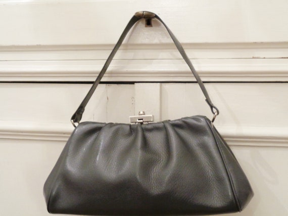 chic grey 40s 50s leather handbag