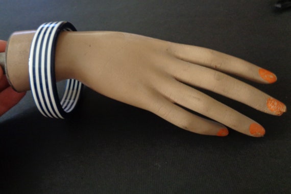 Mediterranean bangles blue white striped 50s 60s