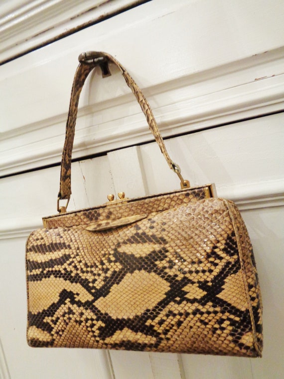 great 40s handbag lizard beige brown