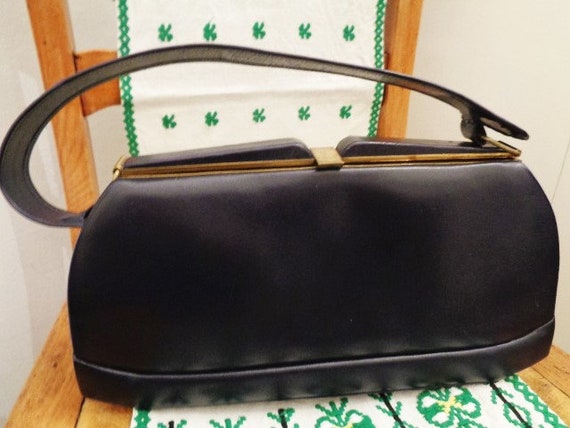 beautiful dark blue 40s 50s handbag