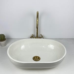 Lavabo ovalado blanco roto, lavabo minimalista de cerámica, lavabo de baño ovalado, lavabo de tocador, lavabo rústico ovalado, lavabo de lujo personalizado