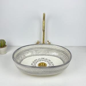 LAVABO OVALADO GRIS, Lavabo de cerámica sobre encimera, Lavabo de baño ovalado, Lavabo de tocador, Lavabo de granja ovalado, Lavabo de lujo personalizado
