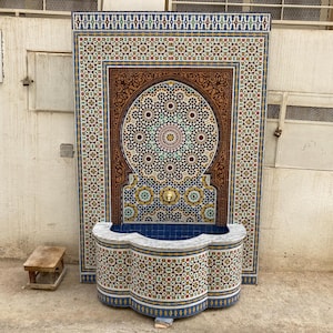 LUXURY LARGE FOUNTAIN, 100% Handmade Outdoor or Indoor, Mid-Century Waterfall Fountain, Traditional Patio Fountain Decor, Moroccan Fountain