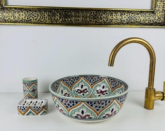Handmade Ceramic Bathroom Sink: Mandala Style Bohemian Wash Basin