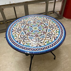 LUXURY MOSAIC TABLE, Large Mosaic Dining Table, Outdoor Patio Table Handmade, Artisan Moroccan Mosaic Table, Moorish Mosaic Table.