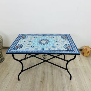CHARMING MOSAIC TABLE, Moroccan Patio Table Pastel Star, Traditional Custom Made 30K Design, Luxurious Outdoor Furniture For Home Decor
