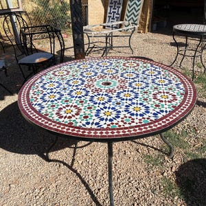 ceramic patio table with umbrella hole Tile Table With Umbrella Hole