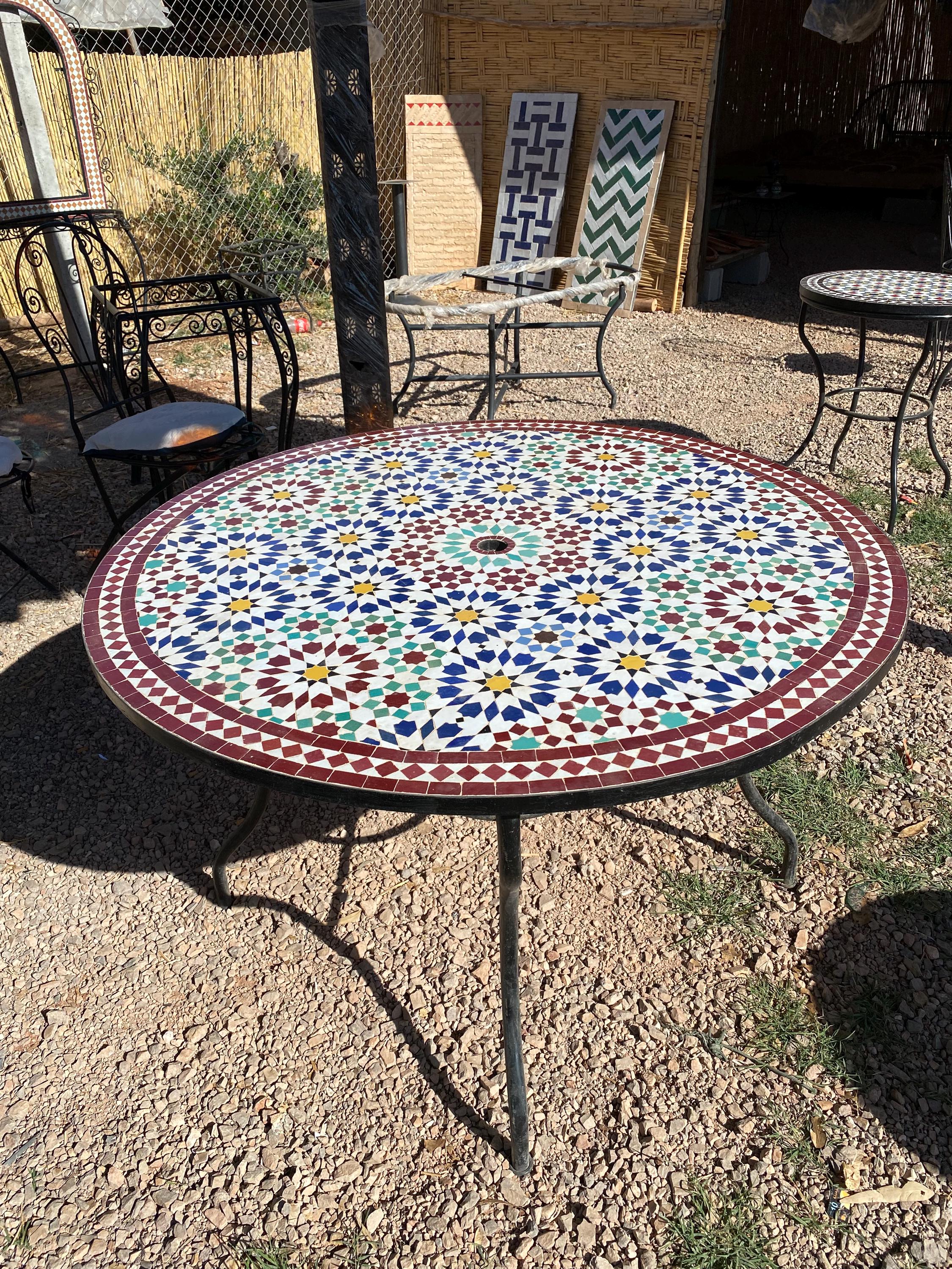 Mosaic Round Tables With Umbrella Hole UK
