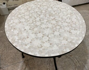 Handmade Moroccan Mosaic Table: Zellige Tile Art, Indoor/Outdoor