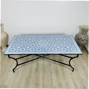 HANDCRAFTED MOSAIC TABLE, Large Dining Table, Tradition Furniture for Outdoor Garden, Custom Made 60K Design, Luxurious  Mid Century Mosaic