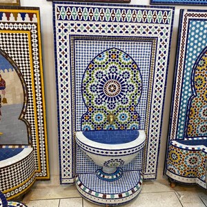 MOROCCAN TRADITIONAL FOUNTAIN, Garden Water Fall Fountain, Customizable Colourful Fountain, Mosaic Fountain Brass Faucet