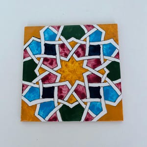 Moroccan Handmade Tiles, Colourful Tiles for Kitchen & Pool Waterline, Authentic Clay Art Tiles, 4&quot;X4&quot; Hand painted Tiles.