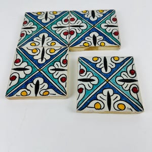 Hand-Painted Moroccan Tile, Handcrafted Traditional Zellige Ceramic for Kitchen & Bathroom Decor, Custom Tiles, Rustic Tile Decor