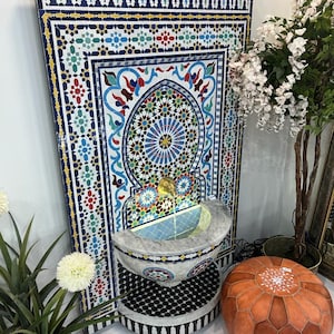 LARGE GOREOUS FOUNTAIN, 100% Handmade Outdoor or Indoor, Mid-Century Waterfall Fountain, Traditional Patio Fountain Decor, Moroccan Fountain