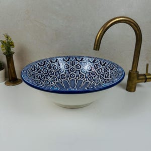 Mediterranean Ceramic Sink: Artisan Blue Bathroom Basin
