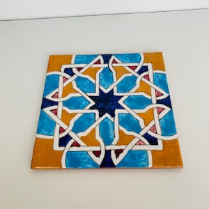 Unique Ceramic Hand painted tiles, Moroccan Geometric Tiles, Handcrafted Ceramic Tiles Floor & Wall, Modern Boho Interior Decor Tiles