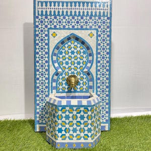 MOORISH WATERFALL FOUNTAIN, Outdoor/indoor Mosaic Tile Fountain, Handcrafted Large Fountain, Patio Artisanal Fountain, Mosaic Water Feature.