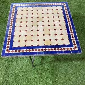 CLAY MOSAIC TABLE, Beige Side Table, Patio Table, Moroccan Zellije Table, Beautiful Table For Outdoor/Indoor Home Furniture, Handmade Table