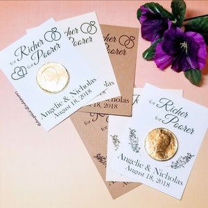 150 Customisable personalised chocolate sixpence wedding favours For richer or poorer