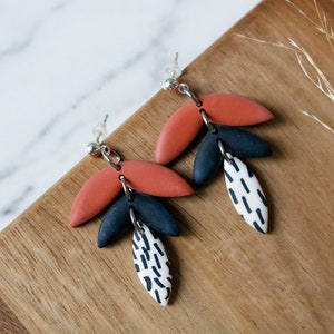 Leaf Earrings Polymer Clay Boho Statement Earrings Dangle Earring Studs
