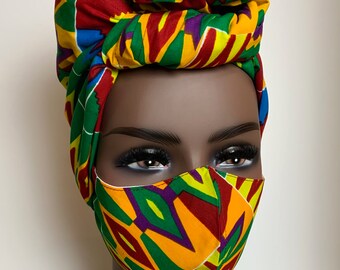 Afrikanische Druck Gesichtsmasken mit Kopftuch